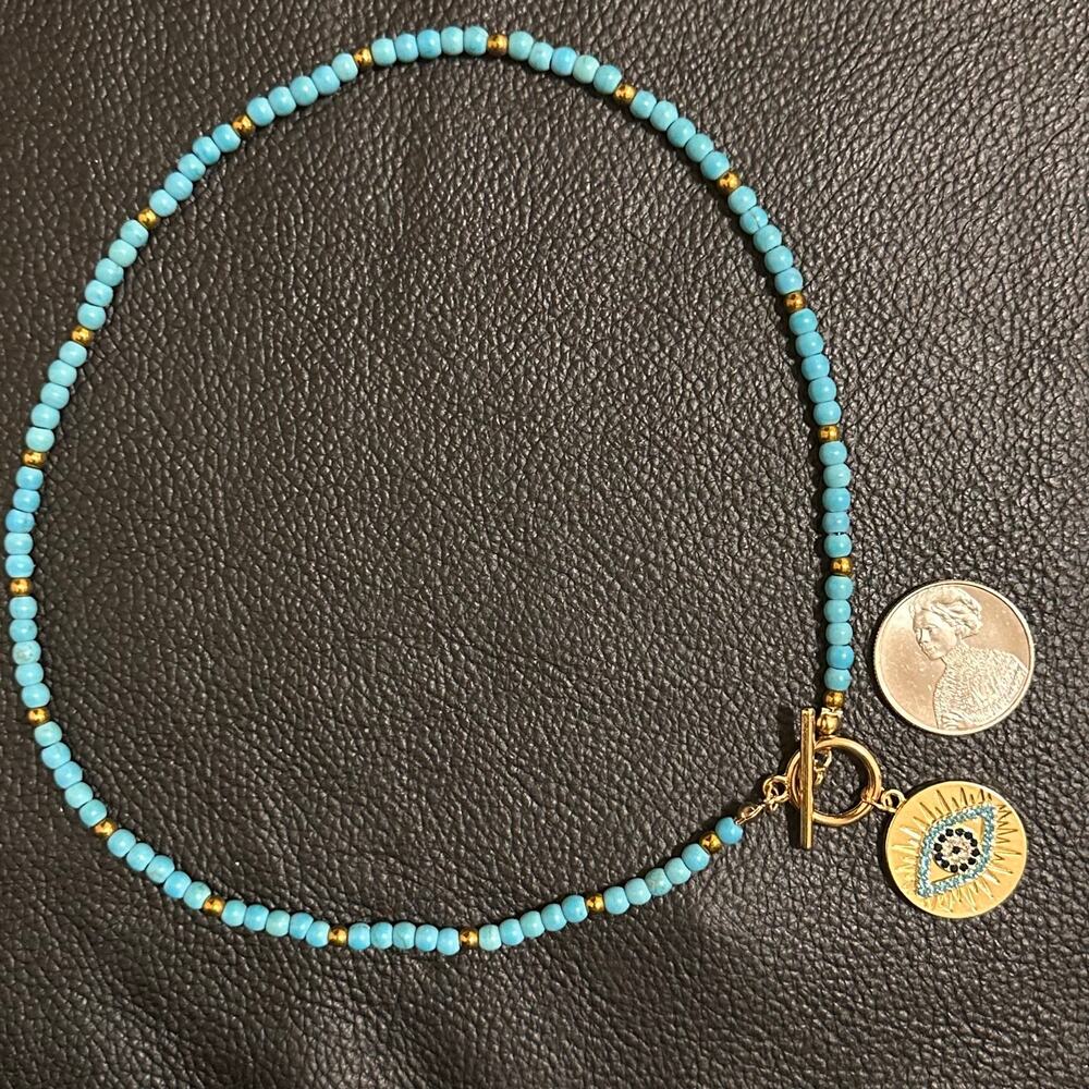 Evil Eye Bollywood Boho Turquoise Bead Necklace